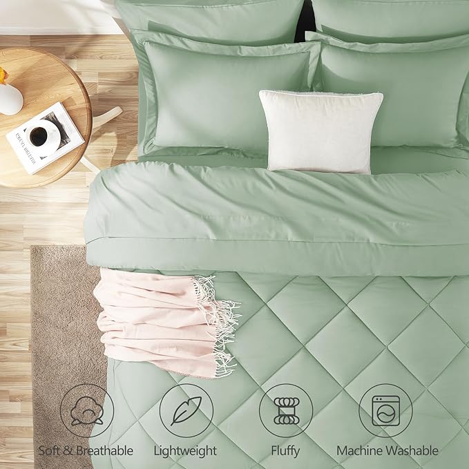 CozyLux Full Size Comforter Sets Sage Green - Image 2