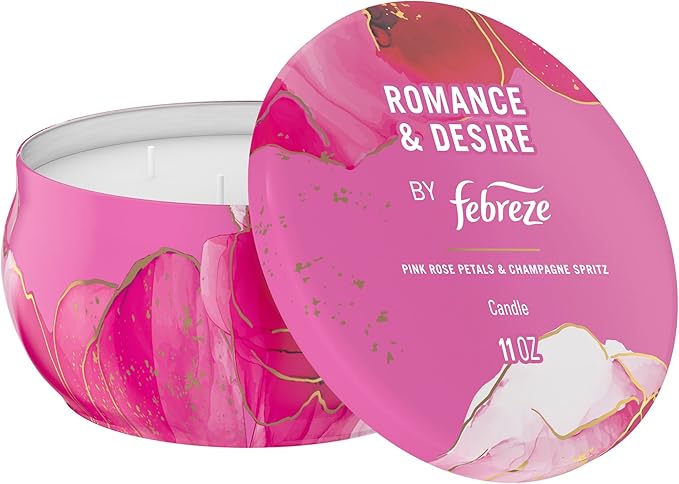 Febreze Scented Candle, Romance & Desire Scent, 11 oz 4 Wick Candle, Single Pack - Image 6