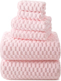 REDKISS Pink Microfiber Bath Towels Set of 6-35x70 Inches Oversized Bath Sheets by REDKISSOnline