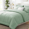 CozyLux Queen Comforter Set Sage Green, 7 Pieces Bed in a Bag, All Season by CozyLux