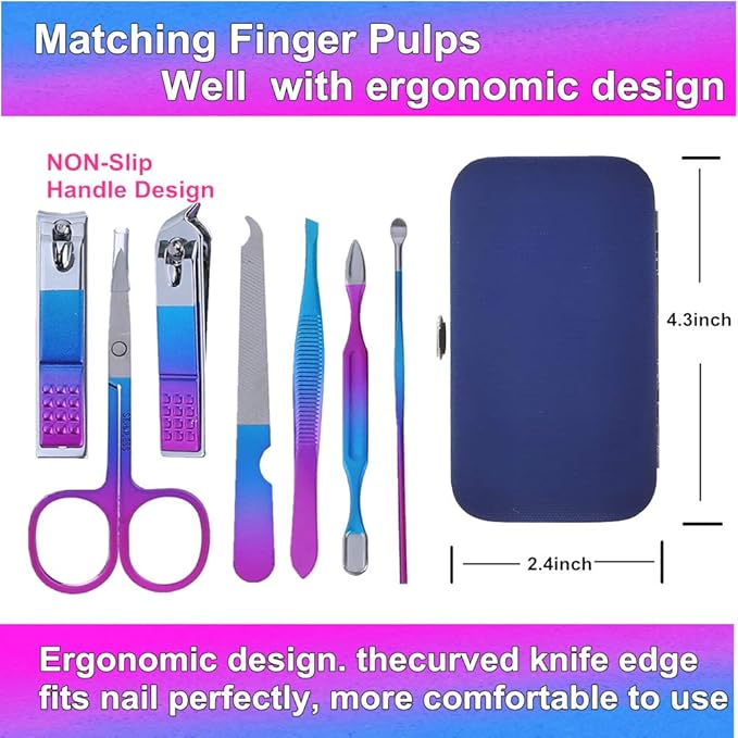 QURIPE 7pcs Manicure Set, Nail Clippers Kit, Stainless Steel Manicure Kit - Image 2