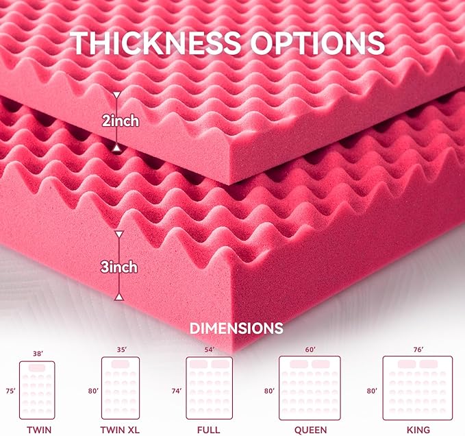 SINWEEK 3 Inch Egg Crate Memory Foam Mattress Topper Twin XL, Twin Extra Long - Image 7