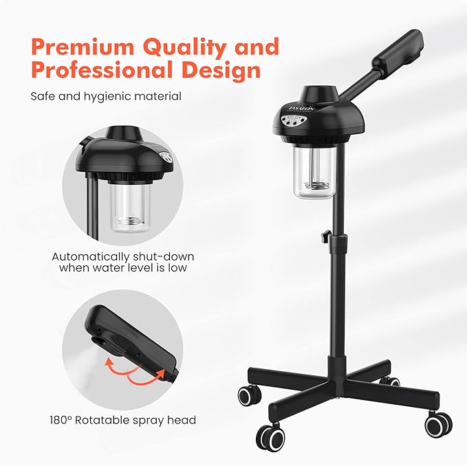 TASALON Steamer on Wheels for Professional Skin Rejuvenation, Facial Steamer - Image 3