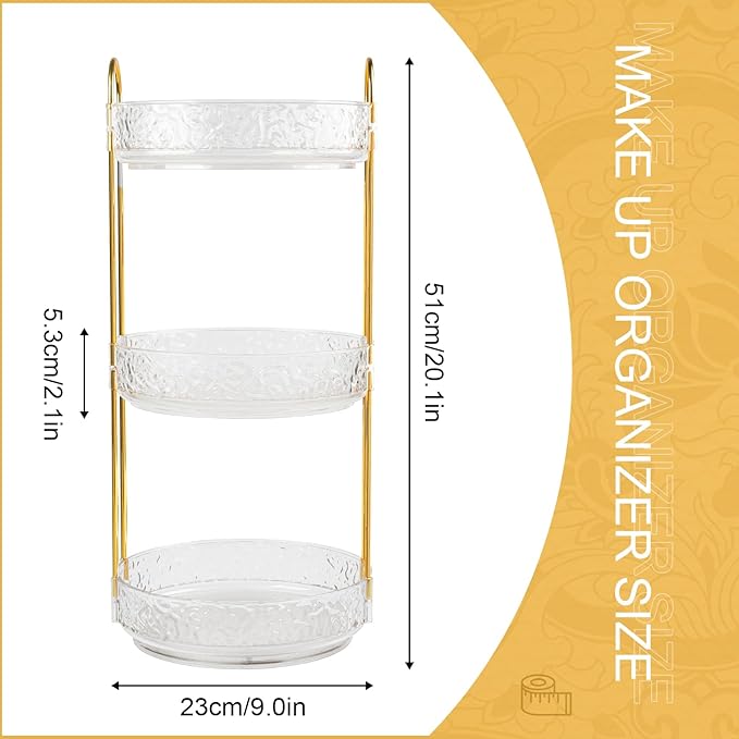 Fangoo 3 Tiers Clear Rotating Makeup Organizer - Image 2