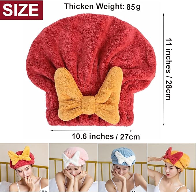 2Pcs Microfiber Hair Drying Cap, Ultra Absorbent Hair Towel Wrap Turban - Image 3
