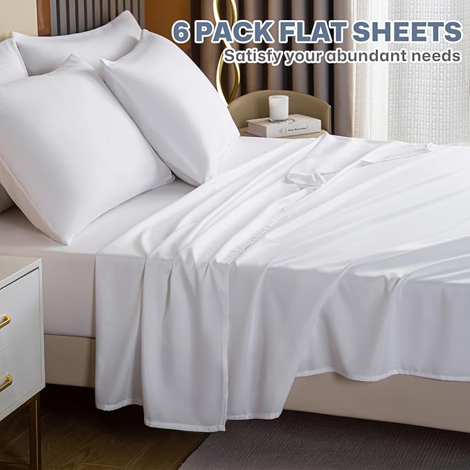 Lavisun Full Flat Sheets 6 Pack, Soft & Breathable Bulk Sheets - Image 6