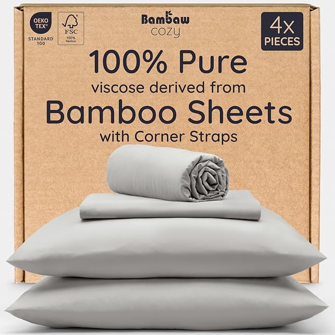 Bambaw California King Sheet Set 4pcs – 100% Viscose Derived from Bamboo Deep by Bambaw