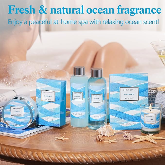 Bath and Body Gift Set for Women, Body & Earth Ocean Gift Basket, Body Lotion - Image 6