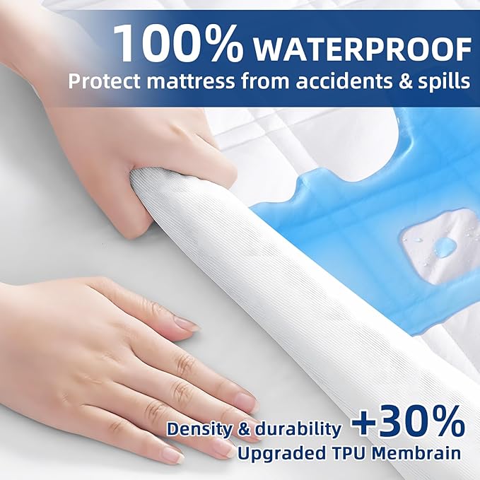 MEELUS Twin XL Mattress Protector, Breathable Waterproof Mattress Pad Cover - Image 3