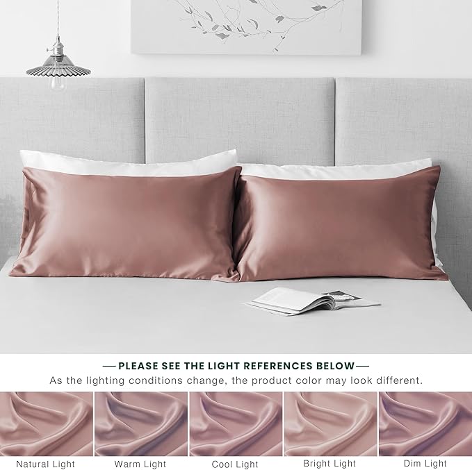 Love's cabin Satin Pillowcase Set of 2 King Size 20x36, Cooling Pillow Covers - Image 5