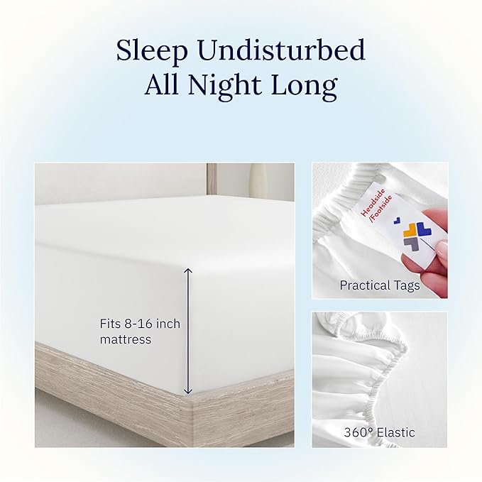 California Design Den Fitted Sheet Queen Size, Deep Pocket Soft 400 Thread - Image 7