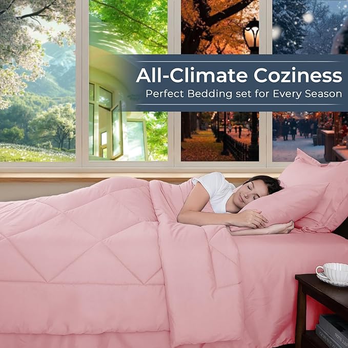 HEVUMYI Pink Twin-XL Comforter Set - Image 3