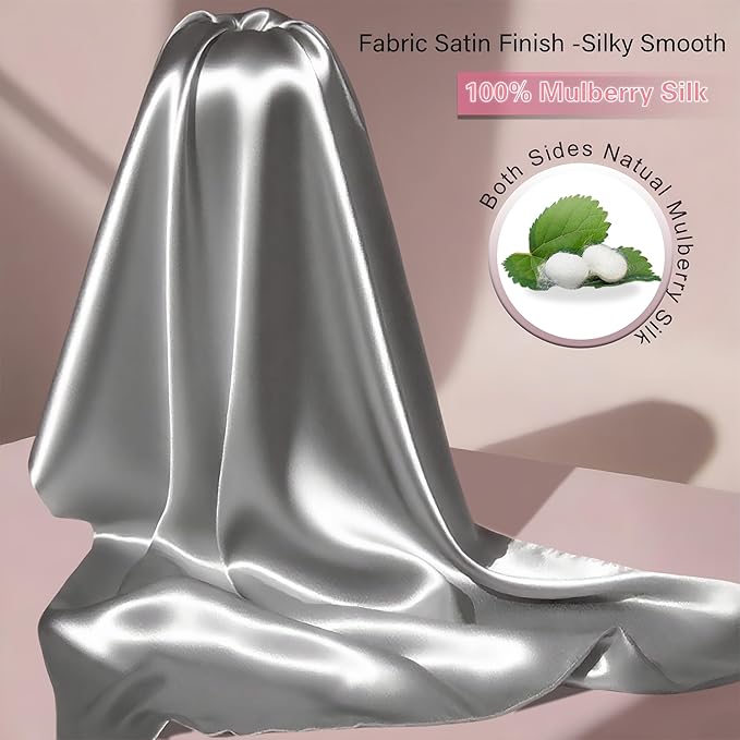 Mulberry Silk King Size Pillow Cases Set of 2, Ultra Smooth Soft Breathable - Image 2
