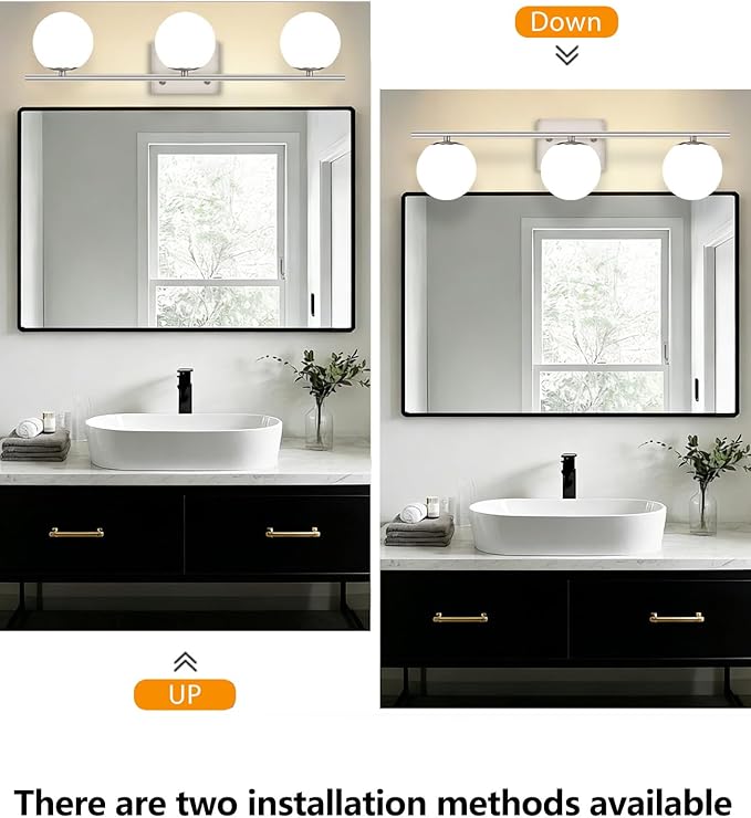 New Bathroom Vanity Light Fixtures 3 Lights Brushed Nickel Glass Shade Modern - Image 8