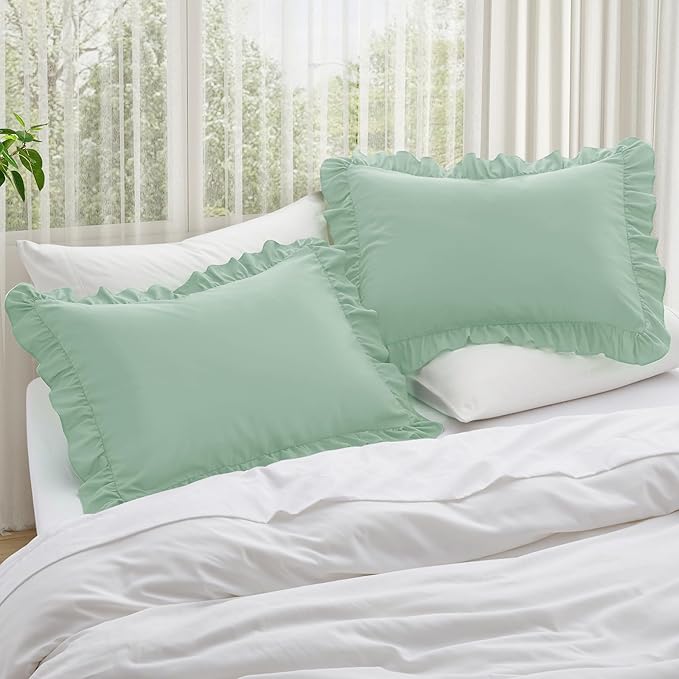 KKJIAF Ruffle Pillow Cases King Size Set of 2, Ruffled Pillow Covers - Image 2