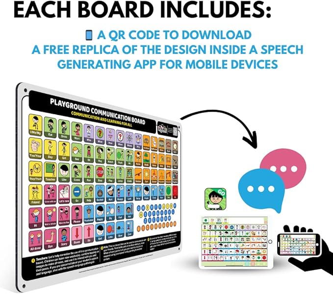 Weather-Proof Aluminum School Playground Communication Board for Autism - Outdoor Inclusive Communication Aid, Lightweight & Durable for Autism & Inclusive Play