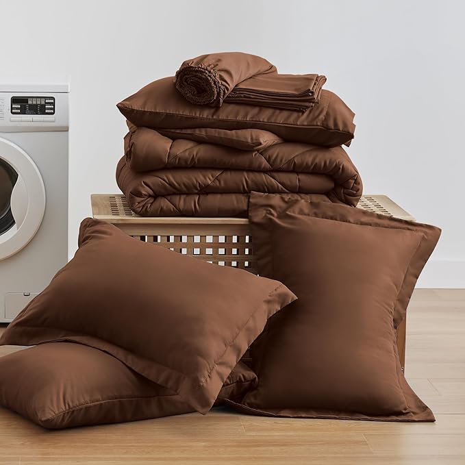 Love's cabin California King Comforter Set Brown, 7 Pieces California King Bed - Image 9