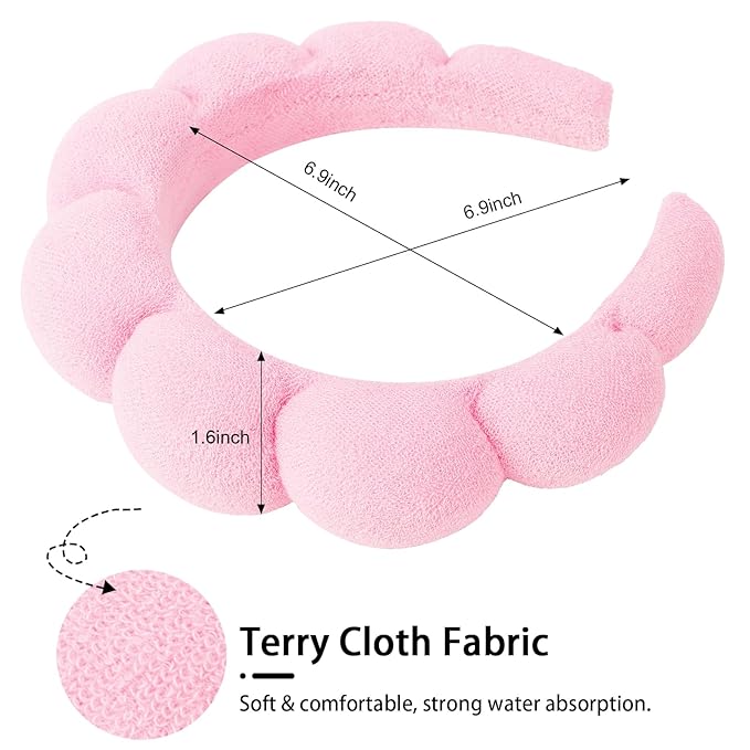 WHAVEL 3 Pack Spa Headband Skincare Headbands, Makeup Headband Sponge Terry - Image 2