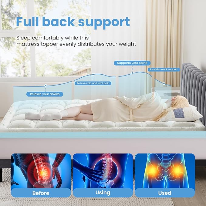 DUMOS Dual Layer Mattress Topper Full Size, 2 Inch Gel Memory Foam + 1 Inch - Image 3