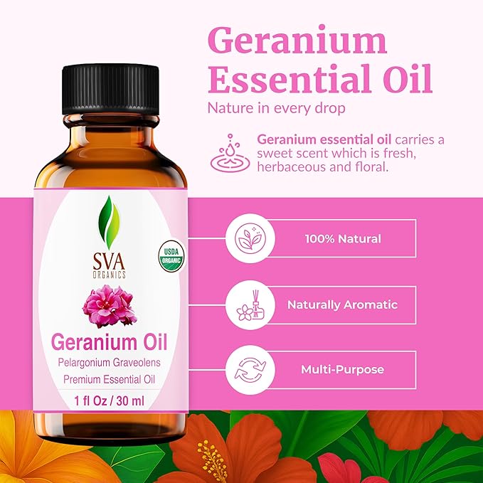 SVA Geranium Essential Oil Organic – 1 Fl Oz – 100% Natural Organic Geranium Oil - Image 2