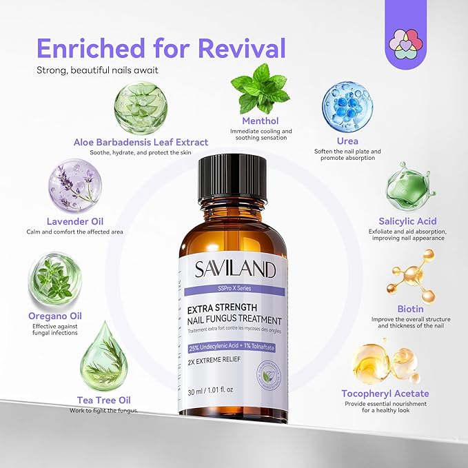 SAVILAND Toenail Fungus Treatment Extra Strength: 2X Extreme Nail Repair - Image 6