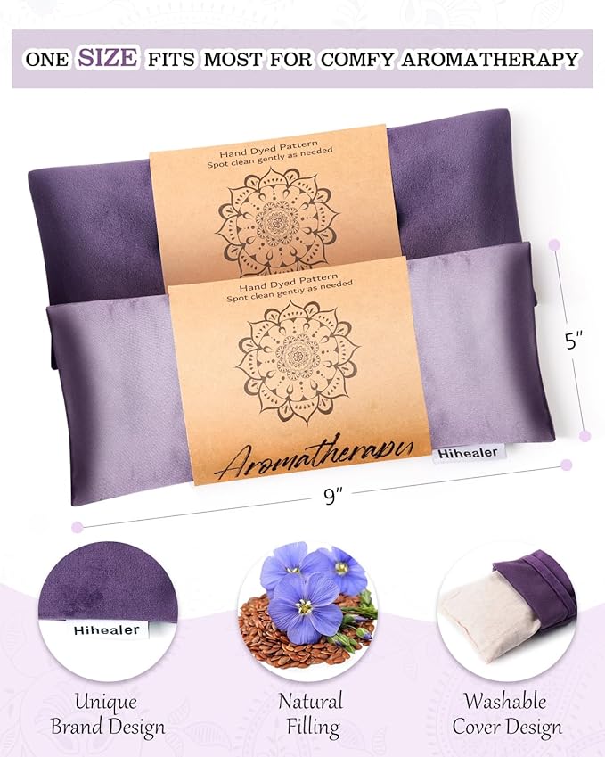 Weighted Eye Mask for Sleep, Meditation, Lavender Eye Pillow Heated for Headache - Image 6
