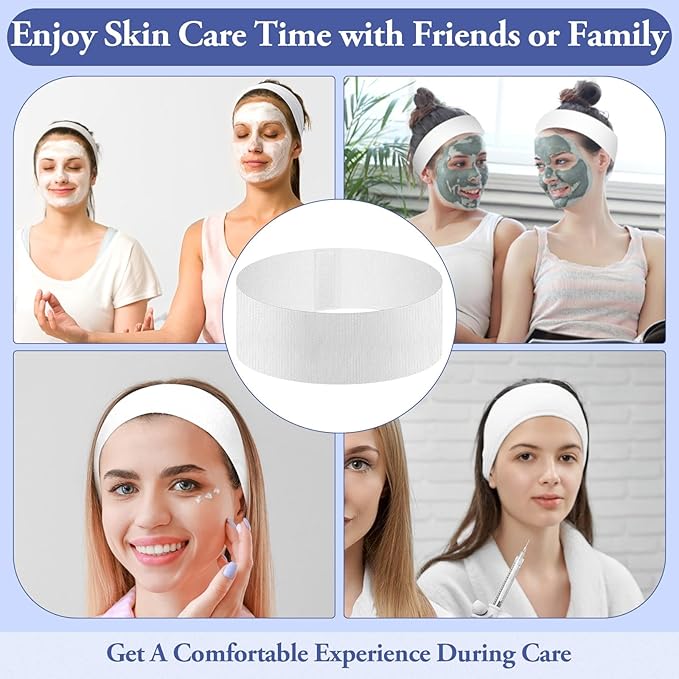 Sublaga 40 Pcs Disposable Spa Facial Headbands, Stretch Headband Wrap - Image 6