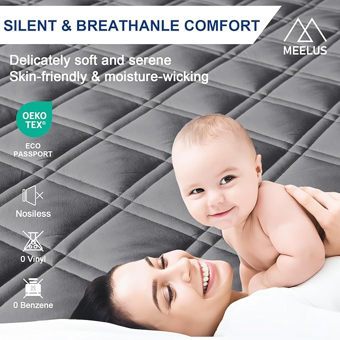 MEELUS King Mattress Protector, Breathable Waterproof Mattress Pad Cover Fitted - Image 4