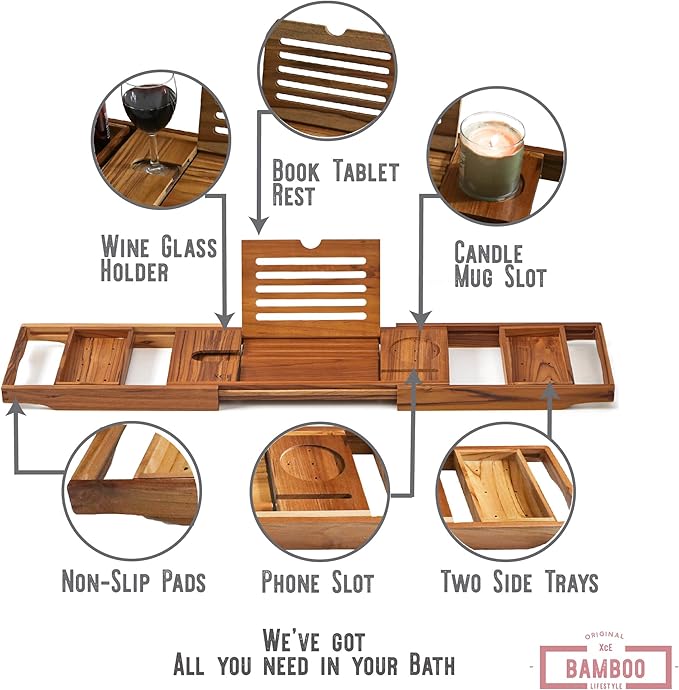 XcE Teak Bathtub Caddy Tray - Image 4