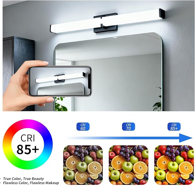 16 Inch LED Bathroom Lighting Fixtures Over Mirror, Modern Black Vanity Lights - Image 4