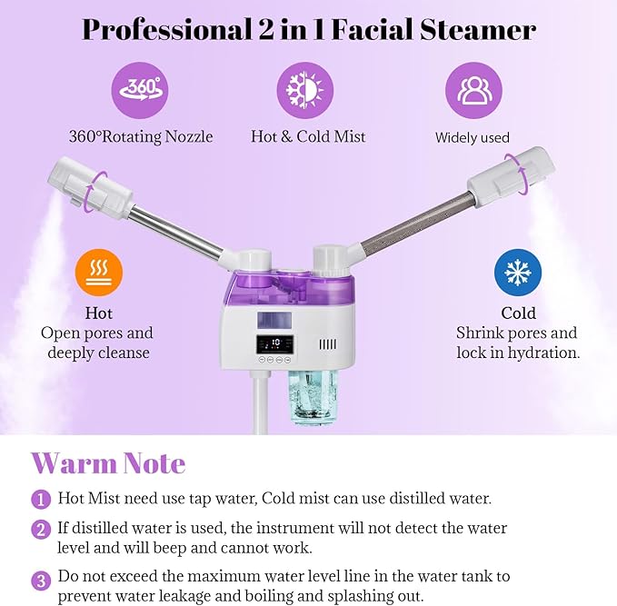 Professional 2 in 1 Facial Steamer, Esthetician Steamer - Image 3