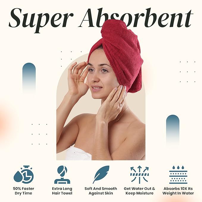Extra Large Waffle Cotton Hair Towel Wrap - Image 3