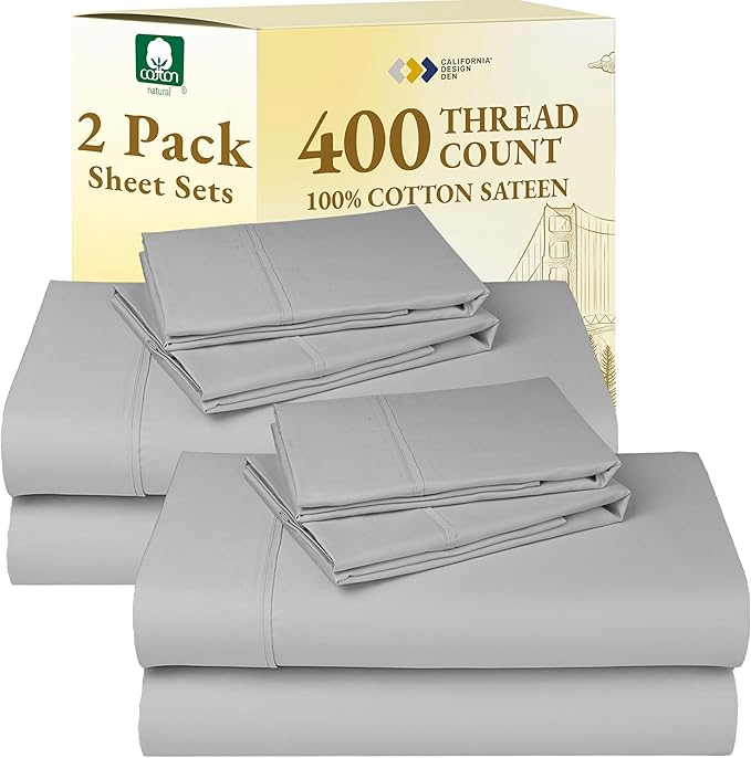 California Design Den 2-Pack Full Size Sheet Sets 400 Thread Count 100% Cotton by CaliforniaDesignDen