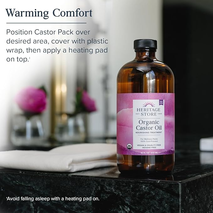 HERITAGE STORE Organic Castor Oil Pack Wrap Kit - Image 3
