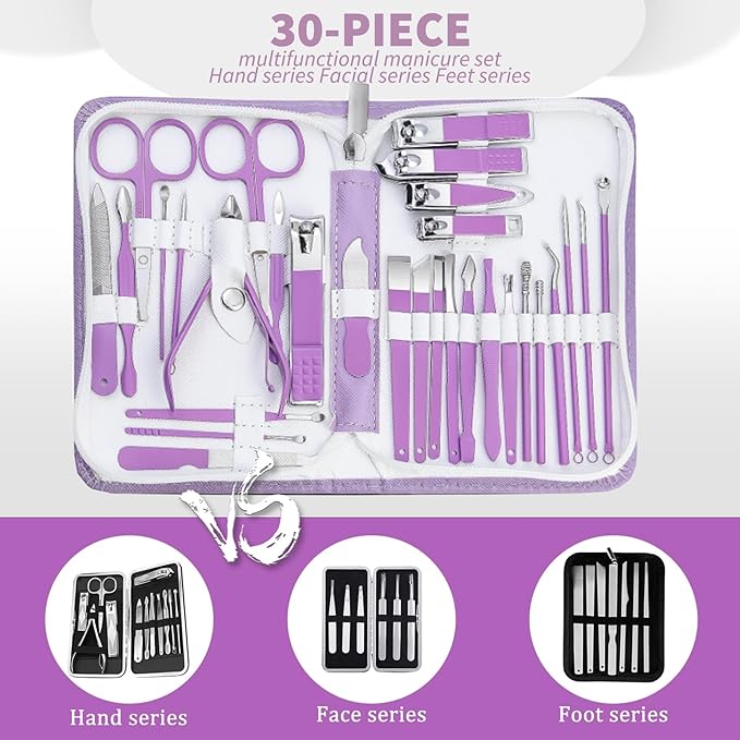 Manicure kit for Women Personal Nail Care Kit, 30 in 1 Professional Stainless - Image 2