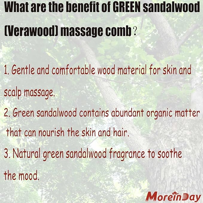 Wood Massager Comb for Hair Growth and Scalp Relax, Natural Green Sandalwood - Image 6