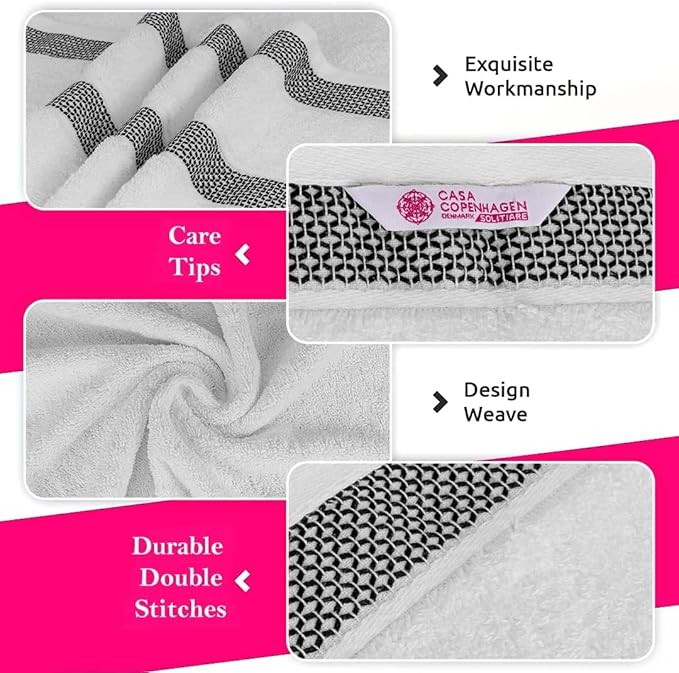 CASA COPENHAGEN Solitaire 6Pcs 100% Egyptian Cotton Large Designer Towels Gift - Image 3