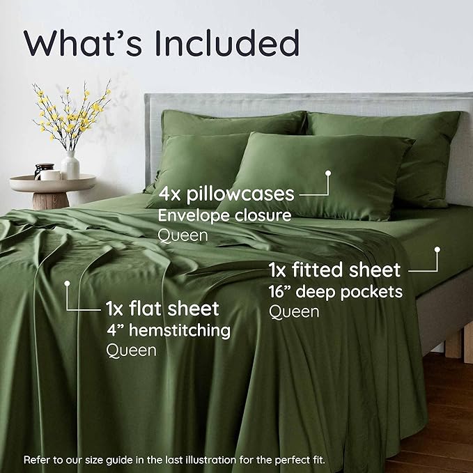 Bambaw 100% Viscose Derived from Bamboo Queen Sheet Set 6 Piece, Queen Size - Image 2