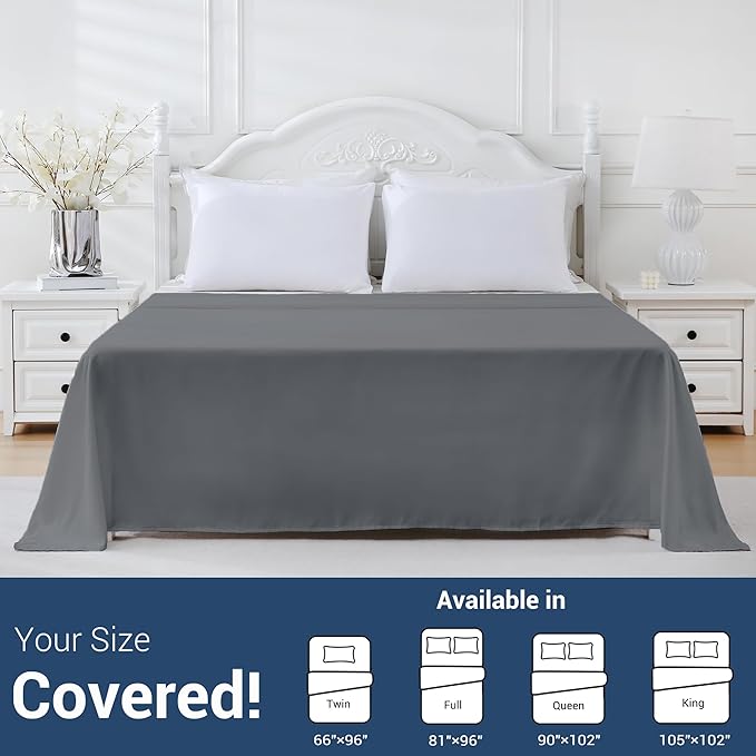 Queen Flat Sheet Only, 1 Pack Top Bed Sheets, Soft Breathable Brushed - Image 5