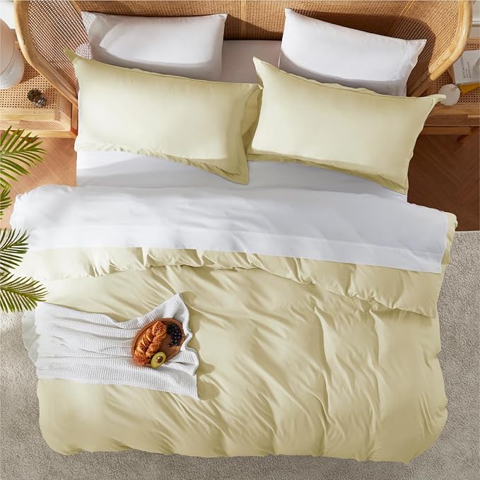 Nestl Vanilla Yellow California King Duvet Cover Sets - Image 5