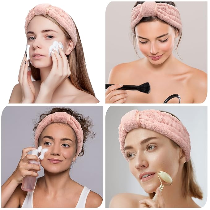 WILLBOND 4 Pack Microfiber Headbands Spa Facial Headbands Makeup Head bands - Image 3