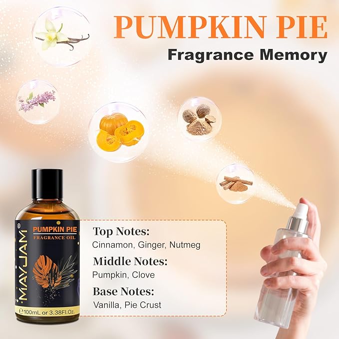 Pumpkin Pie Fragrance Oil Essential Oil, MAYJAM 3.38FL.OZ Pumpkin Pie Oil - Image 4