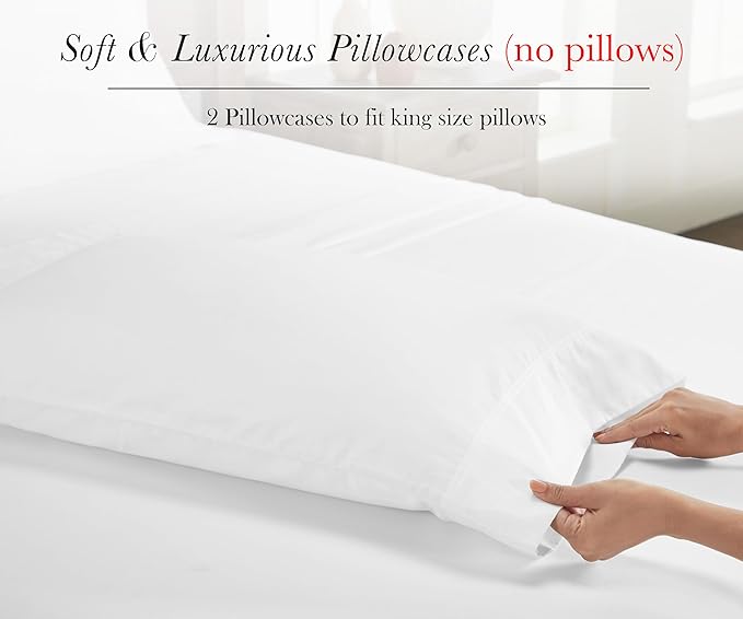 California Design Den 100% Egyptian Cotton Pillowcases King Set of 2, Sateen - Image 4