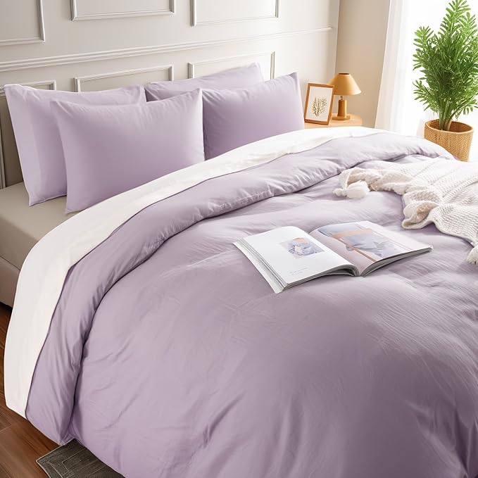 NEXHOME PRO Duvet Cover Set 100% Washed Cotton Oversized Queen 98"x98" - Image 4