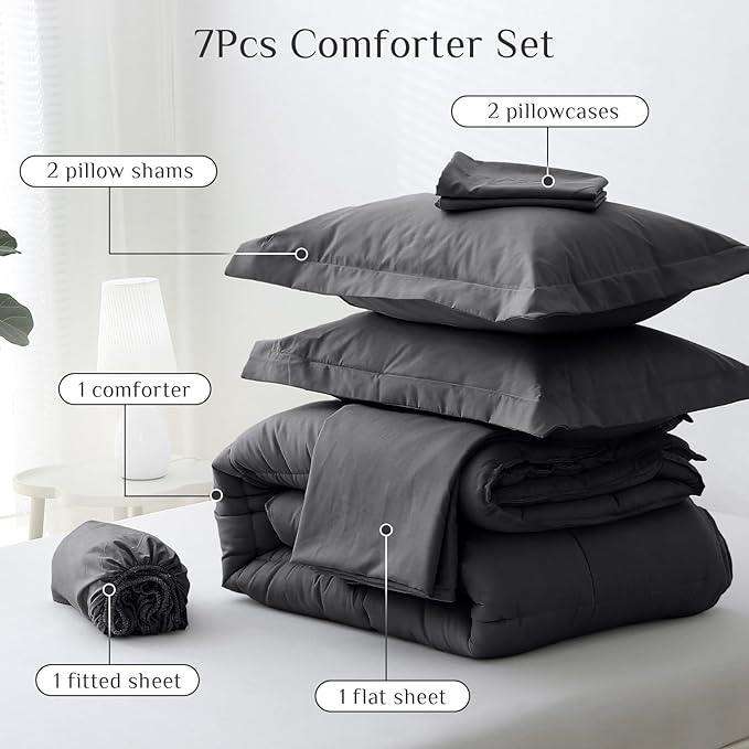 JOLLYVOGUE Oversized King Comforter Set, Ultra-Soft Bed in a Bag Oversized King - Image 5