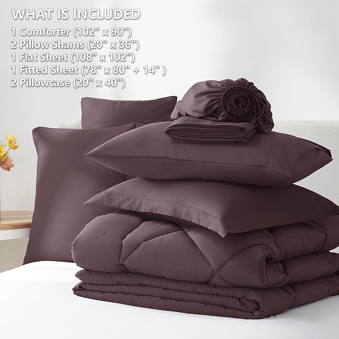 CozyLux King Size Comforter Set Cocoa Powder - Image 6