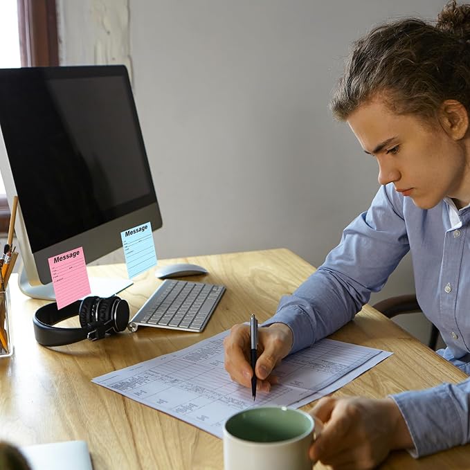 9 Pieces Phone Message Pads for Office Sticky Notes, Telephone Message Pads Sticky Notes 4 x 6 Inch Assorted Colors, Self Adhesive Urgent Record Pad Book for Work Call Office Supplies, 50 Sheets/Pack