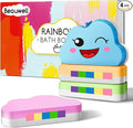 Rainbow Bath Bombs for Kids, Handmade 4 Pcs Kids Bath Bombs Gift Set for Girls by BEAUWELLLIFE