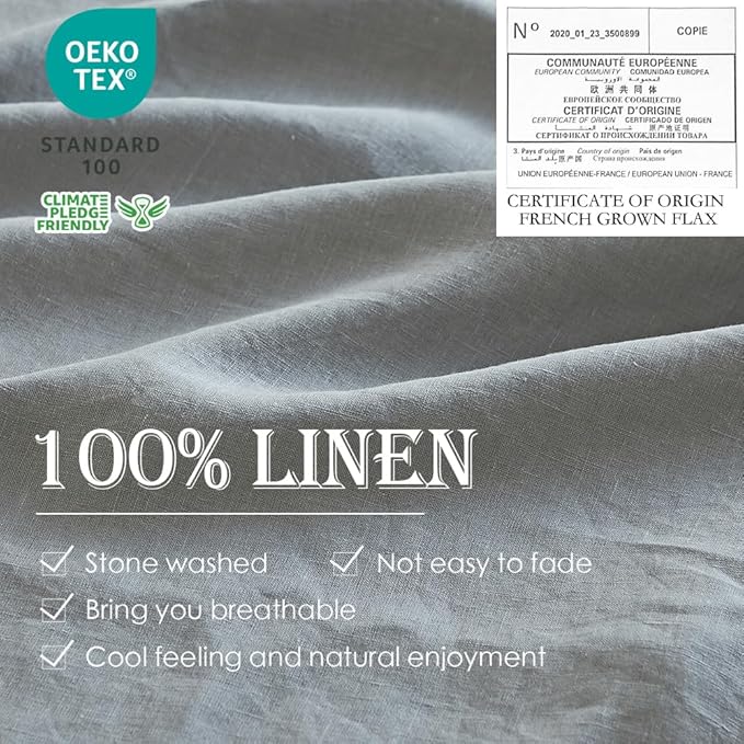 Simple&Opulence 100% Linen Duvet Cover Set 3pcs Basic Style Natural French - Image 2