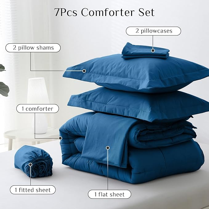JOLLYVOGUE King Comforter Set, Ultra-Soft Bed in a Bag King Size 7 Pieces - Image 5